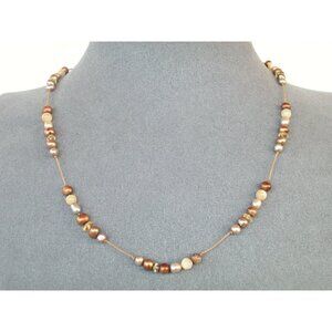 Handcrafted Freshwater Pearl Beaded Necklace 18"